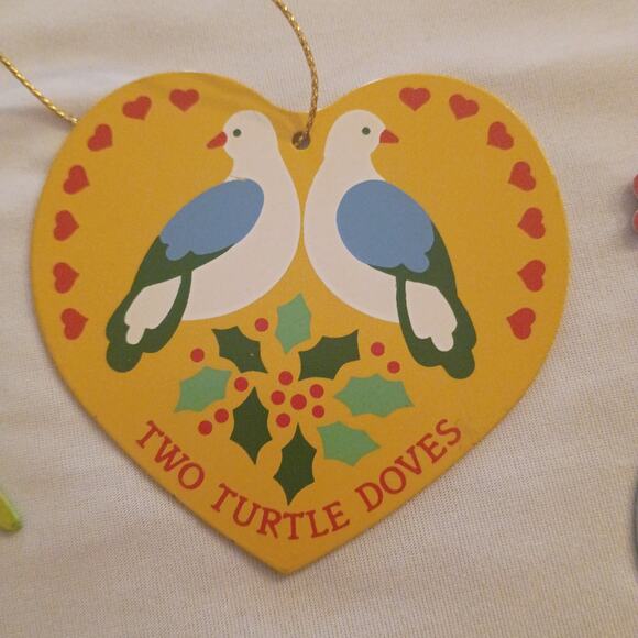 Lot of 3: First Three Days of Twelve Day of Christmas Metal Christmas Ornaments - Picture 3 of 4